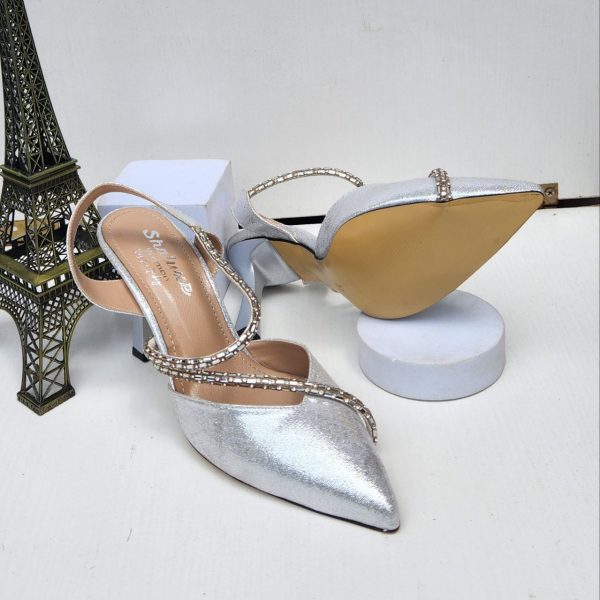 Elegant Pointed-Toe High Heels with Stoned Straps