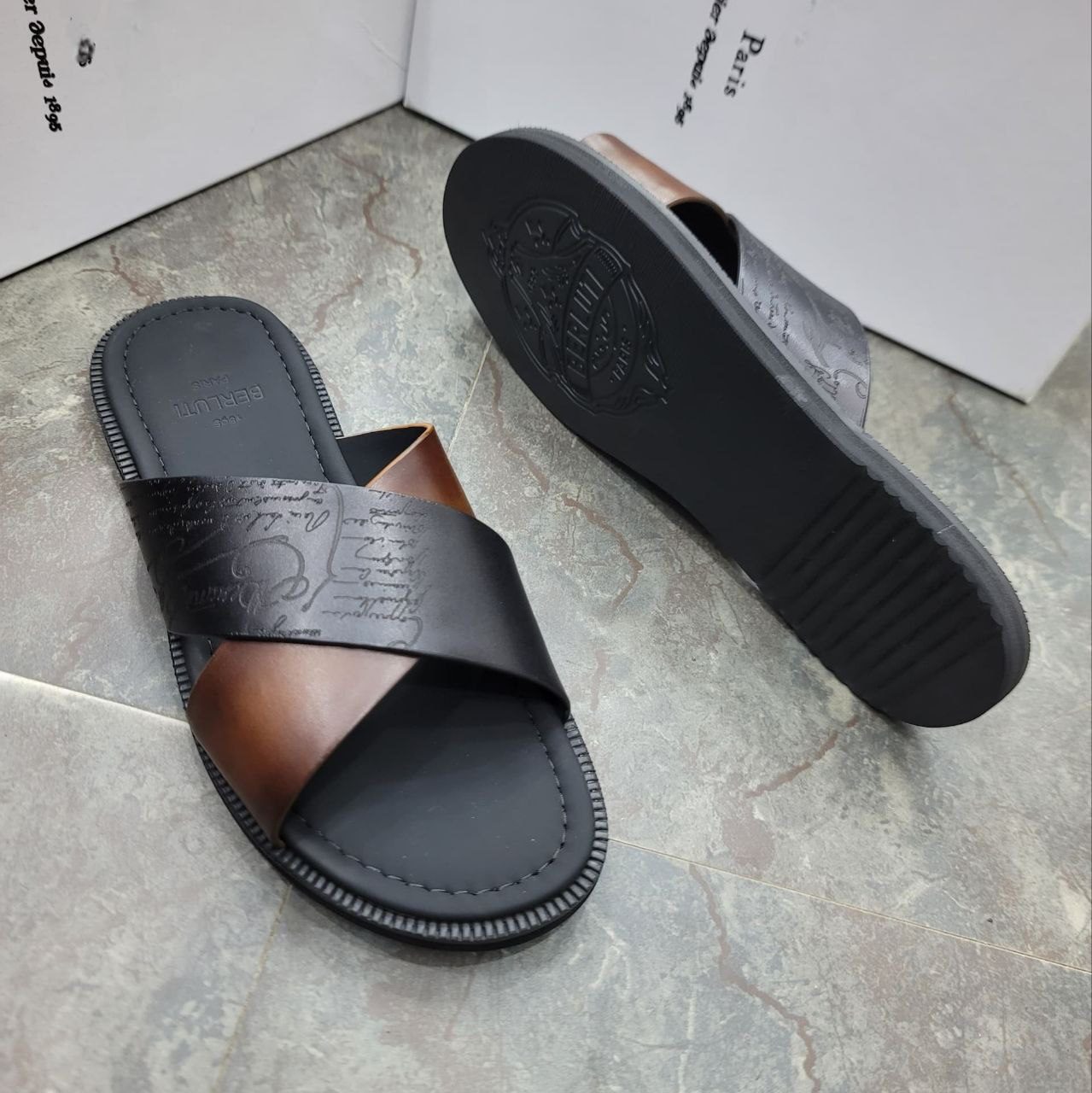 Premium Criss-Cross Berluti Slippers - Image 3