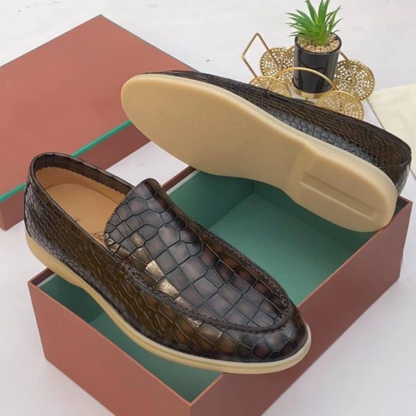 Loro Piana Croc Embossed Loafers